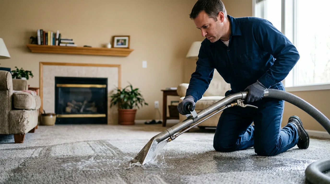 Water damage restoration technician working near Warrenton, NC
